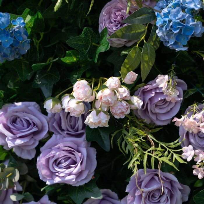 3D Fabric Green and Purple Flower Wall Art for Wedding Backdrops