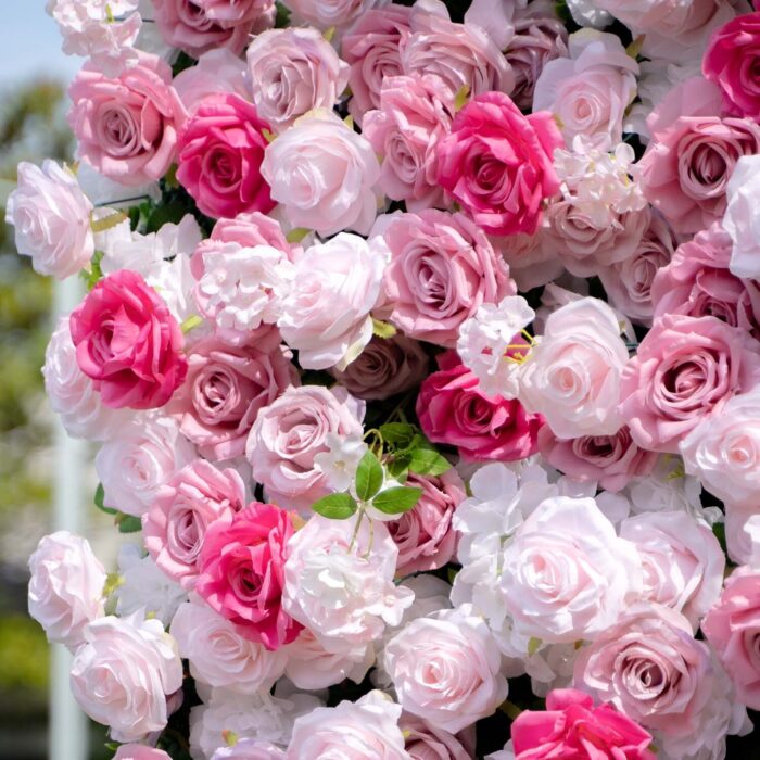 3D Pink Fabric Roses Backdrop for Weddings, Engagements, and Parties