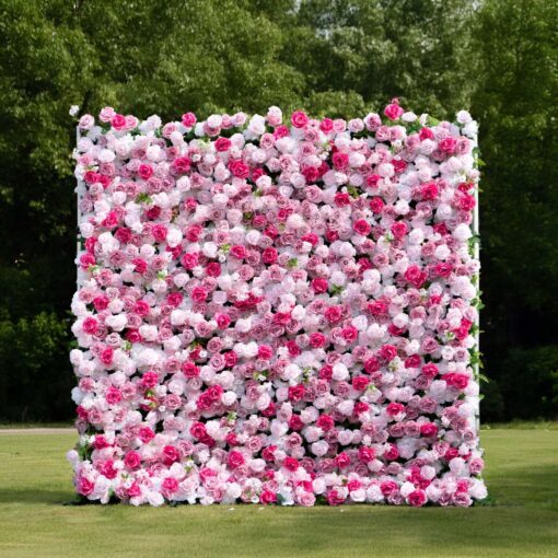 3D Pink Fabric Roses Backdrop for Weddings, Engagements, and Parties