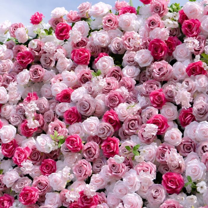 3D Pink Fabric Roses Backdrop for Weddings, Engagements, and Parties