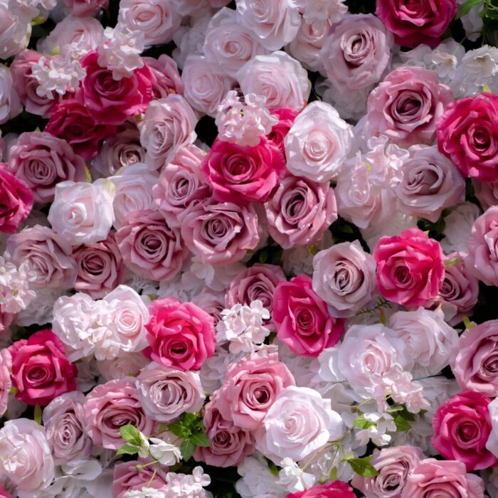 3D Pink Fabric Roses Backdrop for Weddings, Engagements, and Parties