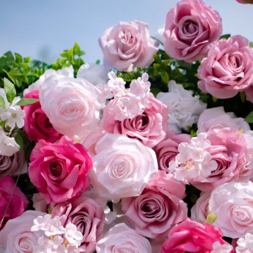 3D Pink Fabric Roses Backdrop for Weddings, Engagements, and Parties