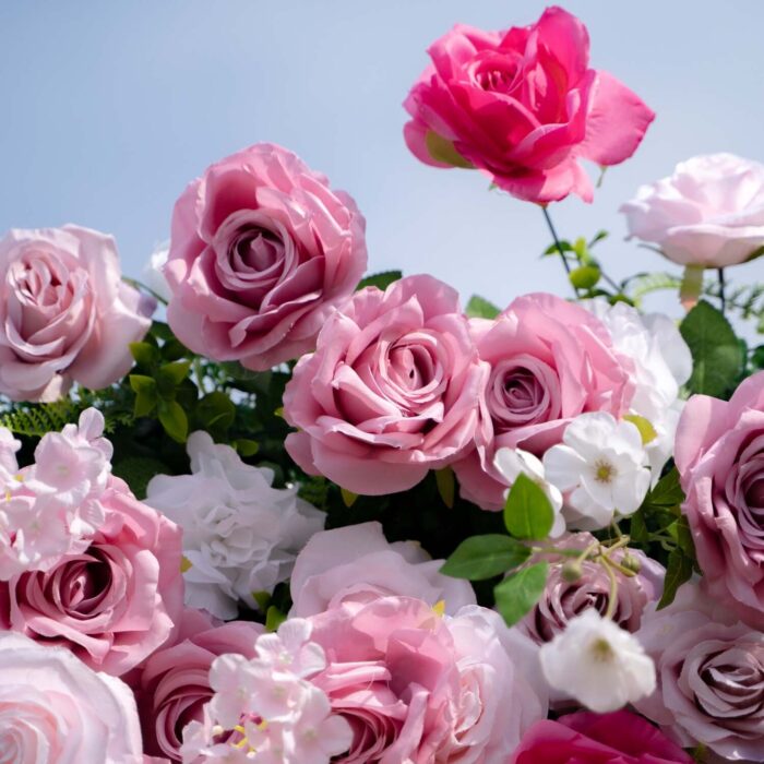 3D Pink Fabric Roses Backdrop for Weddings, Engagements, and Parties