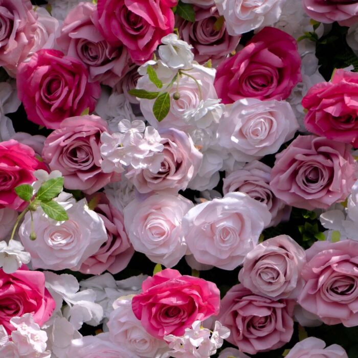 3D Pink Fabric Roses Backdrop for Weddings, Engagements, and Parties