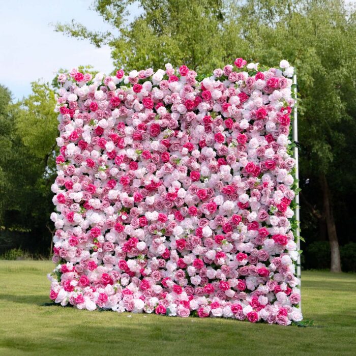 3D Pink Fabric Roses Backdrop for Weddings, Engagements, and Parties