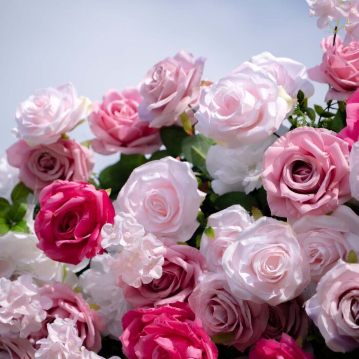 3D Pink Fabric Roses Backdrop for Weddings, Engagements, and Parties
