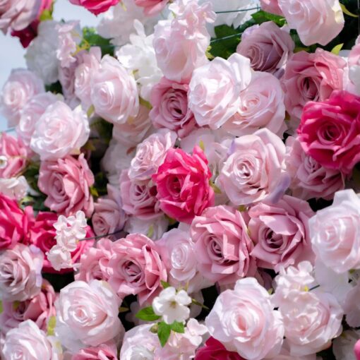 3D Pink Fabric Roses Backdrop for Weddings, Engagements, and Parties