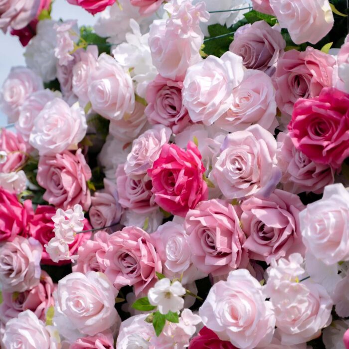 3D Pink Fabric Roses Backdrop for Weddings, Engagements, and Parties