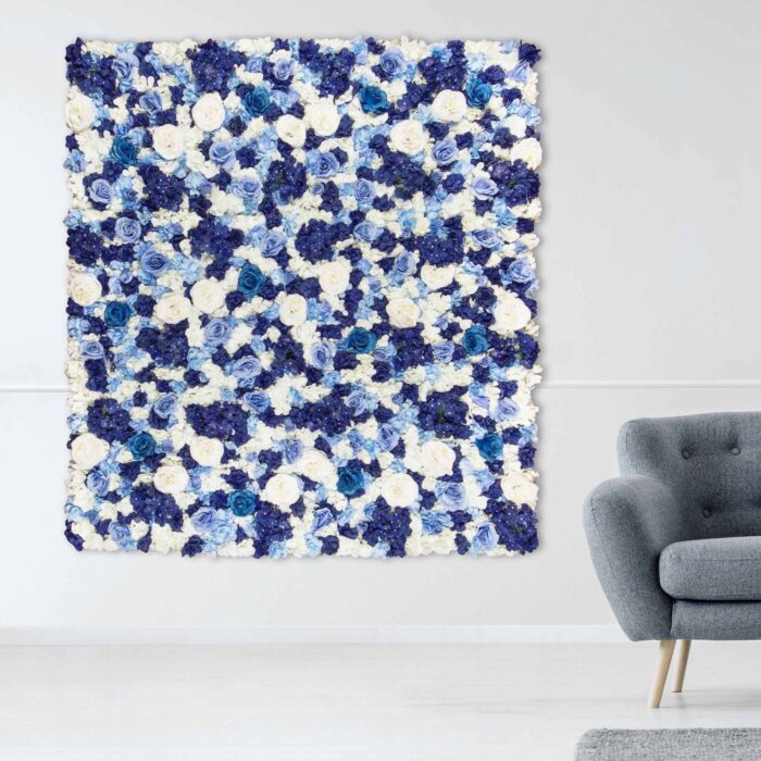 3D Royal Blue Floral Wall for Luxury Venue and Banquet Party Decorations