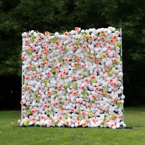 4D Peach Floral Backdrop for Bridal Showers and Wedding Events