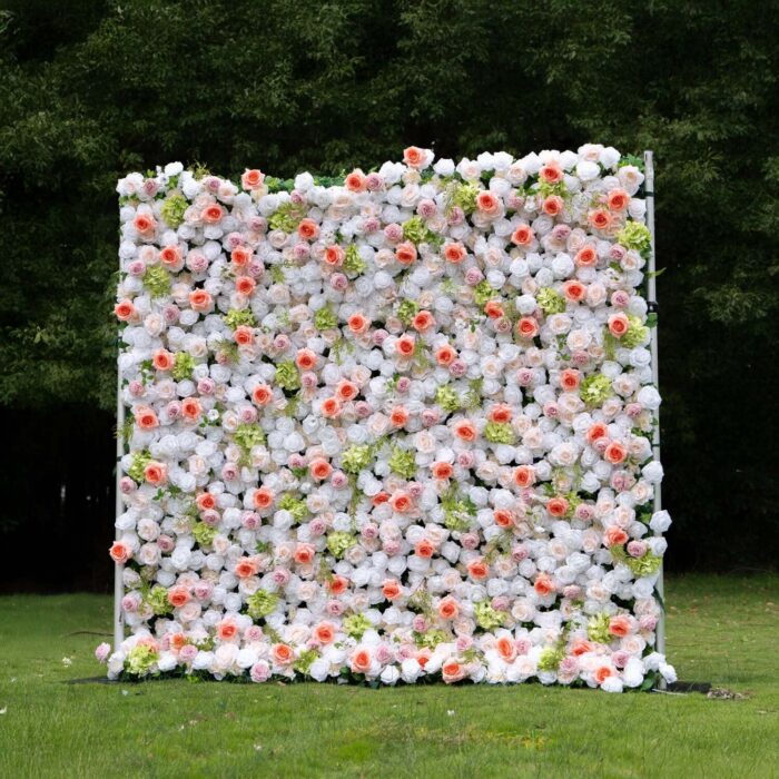 4D Peach Floral Backdrop for Bridal Showers and Wedding Events