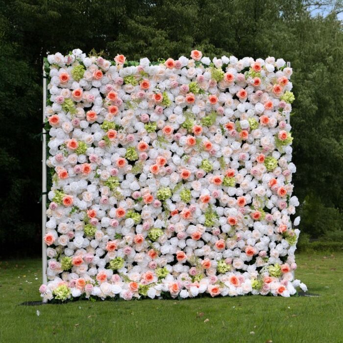 4D Peach Floral Backdrop for Bridal Showers and Wedding Events