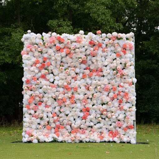 4D Pink and White Rose Flower Wall for Bridal Showers