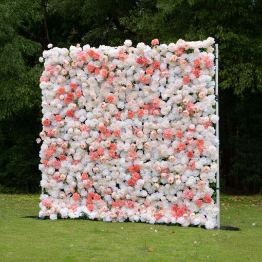 4D Pink and White Rose Flower Wall for Bridal Showers