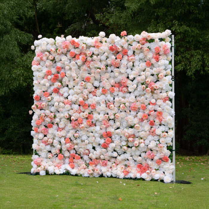 4D Pink and White Rose Flower Wall for Bridal Showers