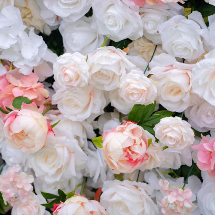 4D Pink and White Rose Flower Wall for Bridal Showers