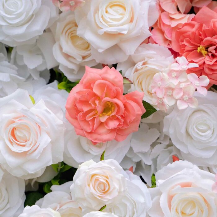 4D Pink and White Rose Flower Wall for Bridal Showers
