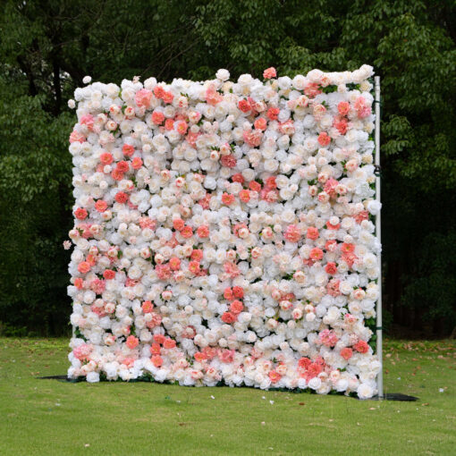 4D Pink and White Rose Flower Wall for Bridal Showers