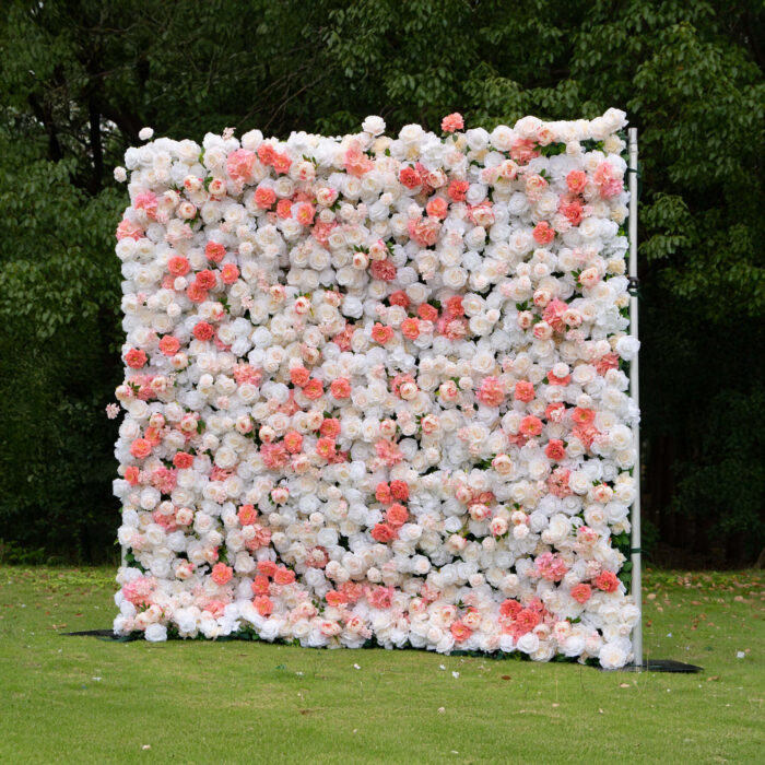 4D Pink and White Rose Flower Wall for Bridal Showers