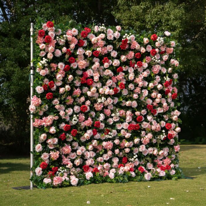 4D Wedding Backdrop with Artificial Red Roses and Flowers