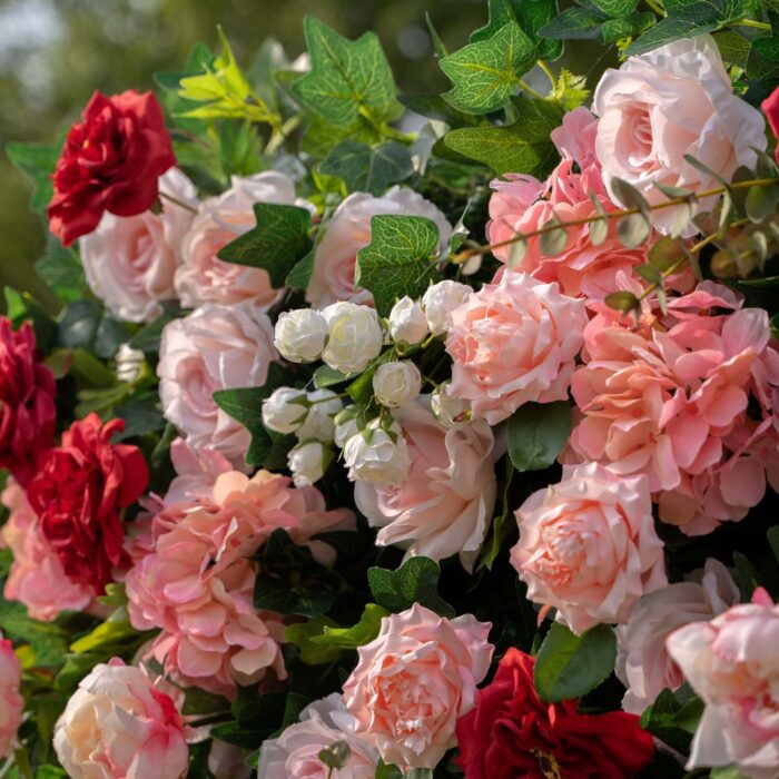 4D Wedding Backdrop with Artificial Red Roses and Flowers