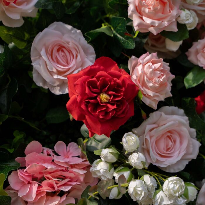 4D Wedding Backdrop with Artificial Red Roses and Flowers