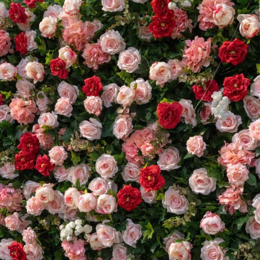 4D Wedding Backdrop with Artificial Red Roses and Flowers