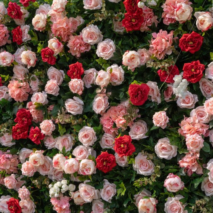 4D Wedding Backdrop with Artificial Red Roses and Flowers