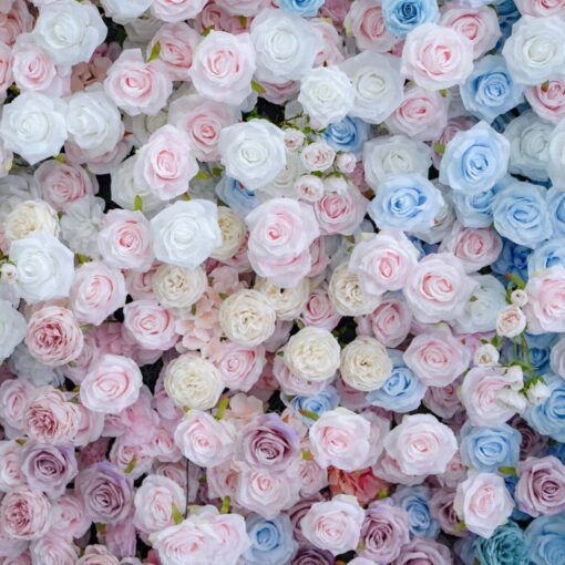 5D Gradient Navy Blue and Blush Pink Flower Wall for Weddings and Celebrations