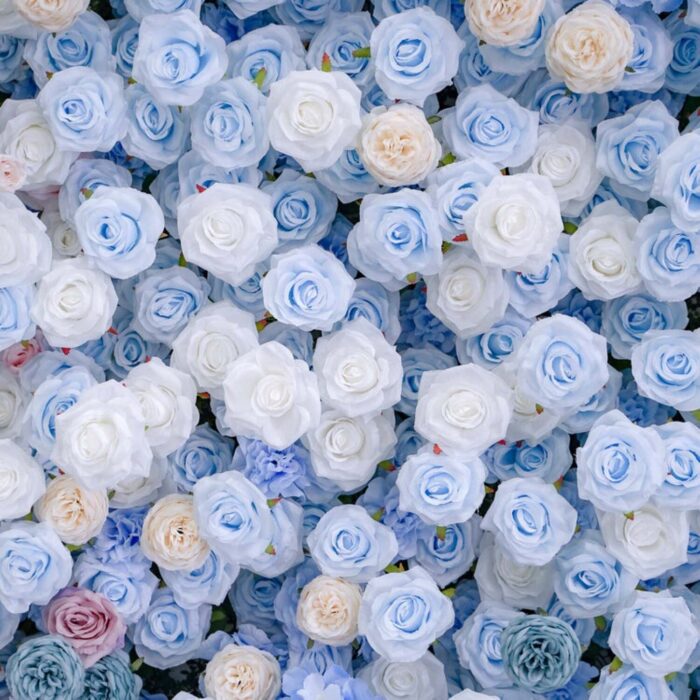 5D Gradient Navy Blue and Blush Pink Flower Wall for Weddings and Celebrations