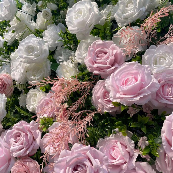 5D Light Pink and Baby Blue Roses Flower Wall for Outdoor Photo Shoots