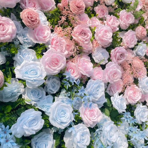 5D Light Pink and Baby Blue Roses Flower Wall for Outdoor Photo Shoots