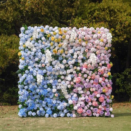 5D Pastel Blue and Pink Wedding Backdrop for Romantic Spring Decor