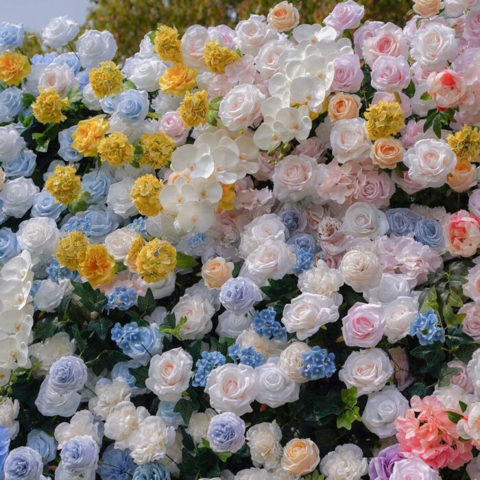 5D Pastel Blue and Pink Wedding Backdrop for Romantic Spring Decor