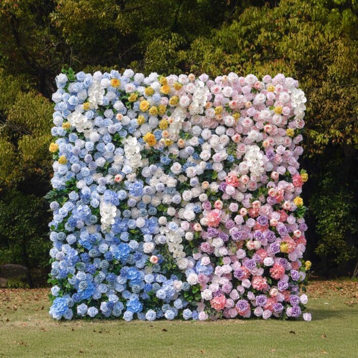5D Pastel Blue and Pink Wedding Backdrop for Romantic Spring Decor