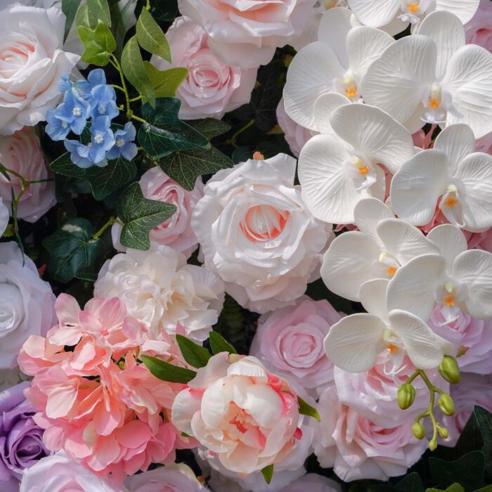 5D Pastel Blue and Pink Wedding Backdrop for Romantic Spring Decor