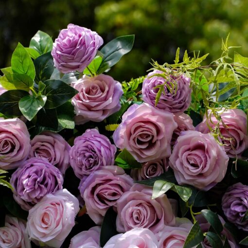 5D Pink and Purple Flower Wall for Elegant Garden Party Decorations