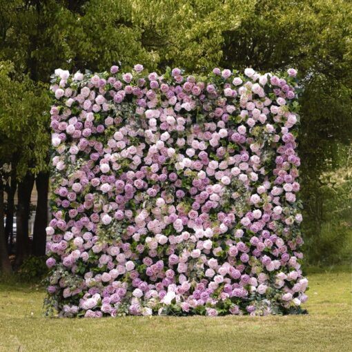 5D Pink and Purple Flower Wall for Elegant Garden Party Decorations