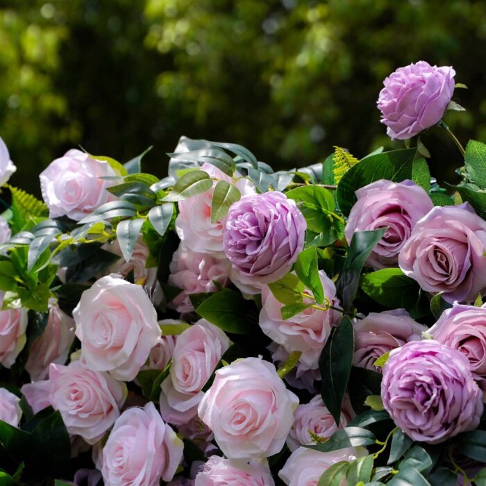 5D Pink and Purple Flower Wall for Elegant Garden Party Decorations