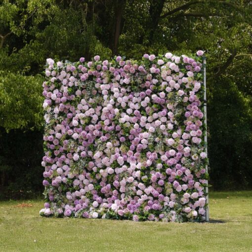 5D Pink and Purple Flower Wall for Elegant Garden Party Decorations