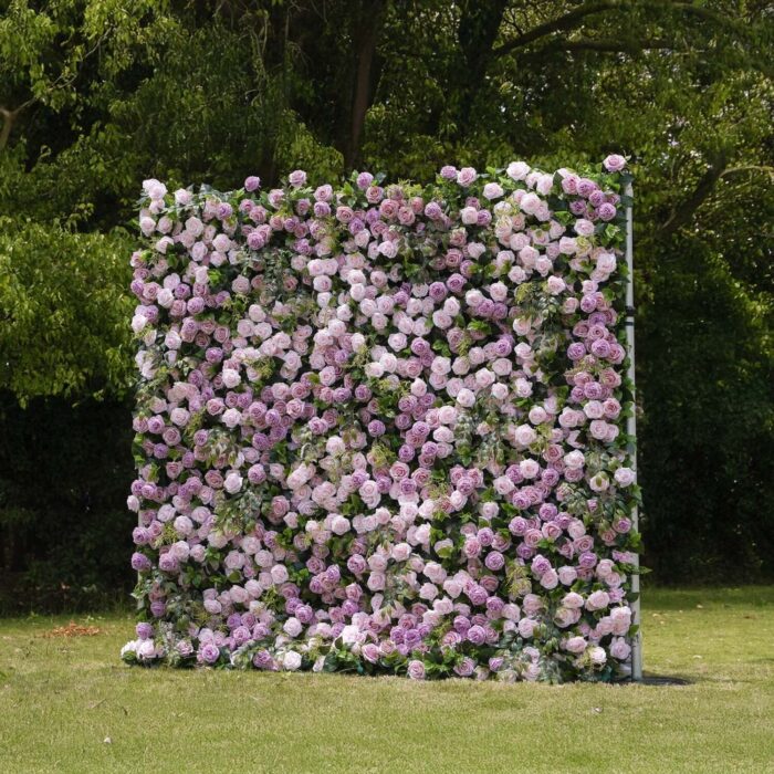 5D Pink and Purple Flower Wall for Elegant Garden Party Decorations