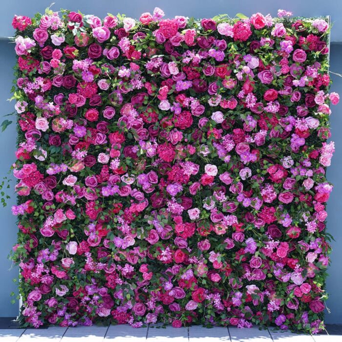 5D Pink and Purple Flower Wall for Elegant Wedding Backdrop and Event Decoration