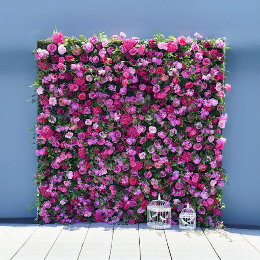5D Pink and Purple Flower Wall for Elegant Wedding Backdrop and Event Decoration