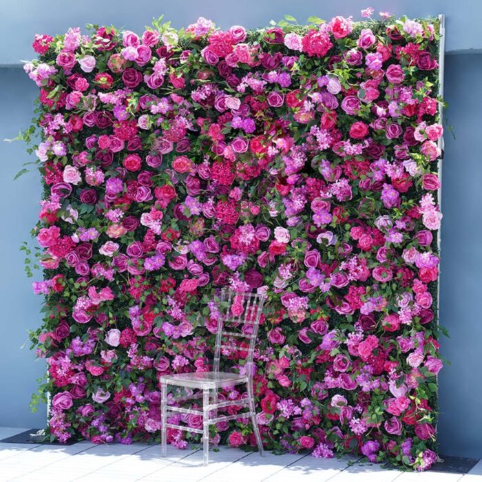 5D Pink and Purple Flower Wall for Elegant Wedding Backdrop and Event Decoration