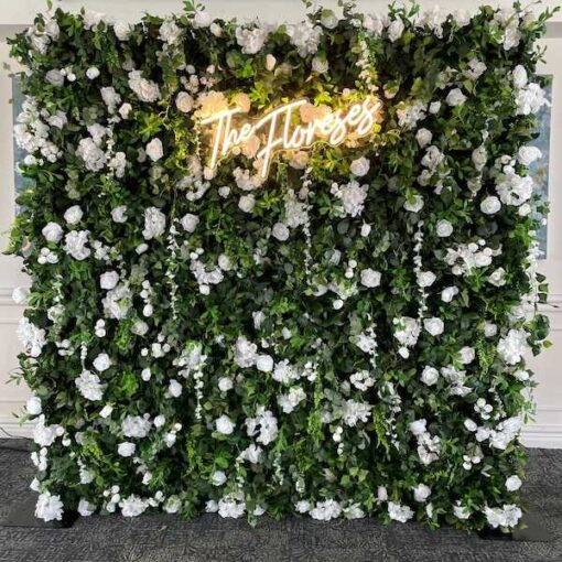 5D White Rose Flower Wall for Elegant Wedding Decor and Romantic Ceremonies