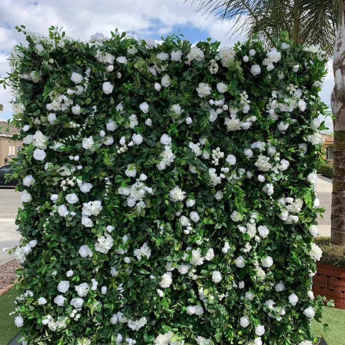 5D White Rose Flower Wall for Elegant Wedding Decor and Romantic Ceremonies