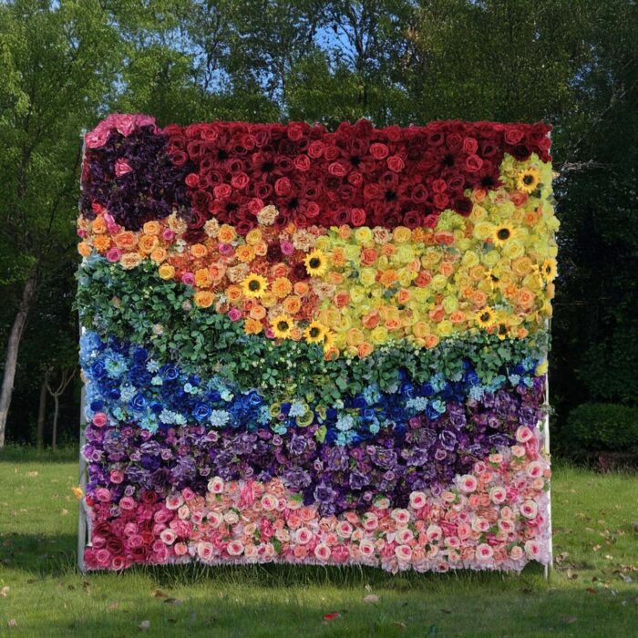 8' x 8' Ombre Rainbow Flower Wall – Quick Install Fabric Backdrop for Weddings, Parties & Events