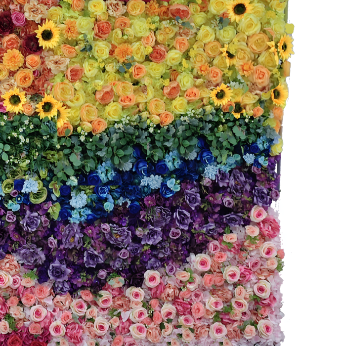 8' x 8' Ombre Rainbow Flower Wall – Quick Install Fabric Backdrop for Weddings, Parties & Events