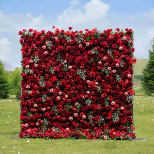 Luxury Red Flower Wall with 3D Design for Wedding Decor