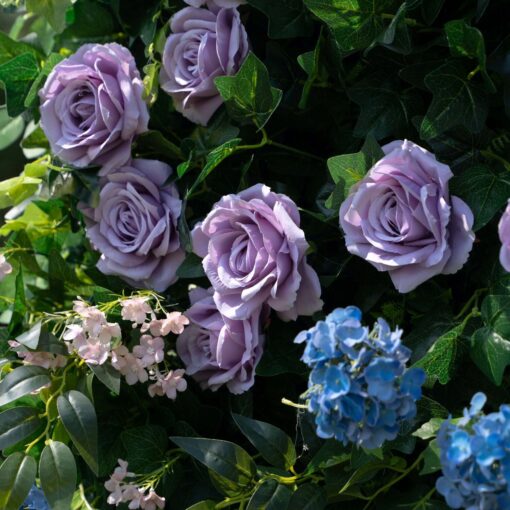 Artificial 3D Purple Flower Wall for Elegant Wedding Decor